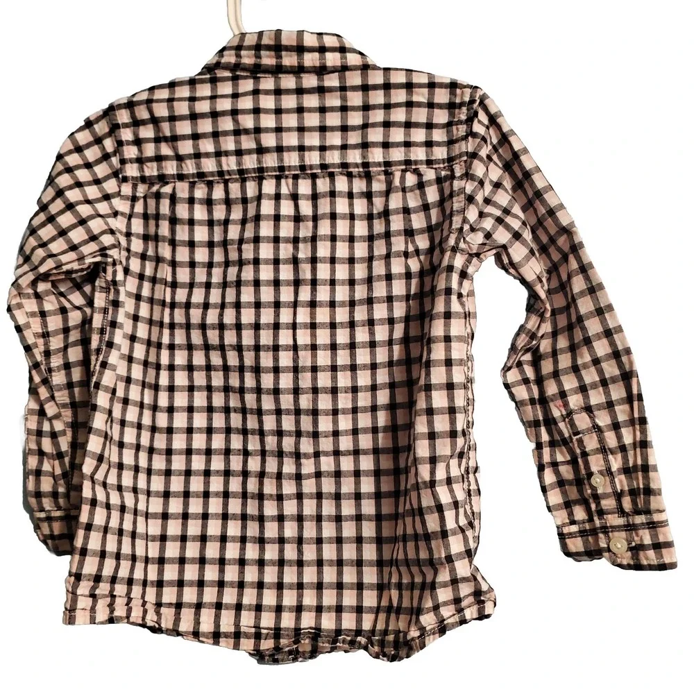 The Children's Place Boys Shirt Pink Black 4T Long Sleeve Button down